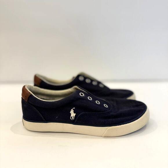 Polo Ralph Laurem Other - Polo Ralph Lauren Navy Blue Canvas Boat Shoes Youth Sneakers Size 3